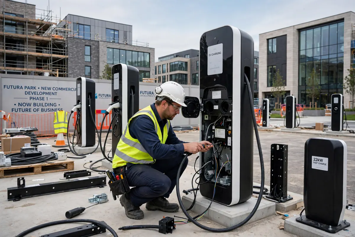 EV charging installation at a new development
